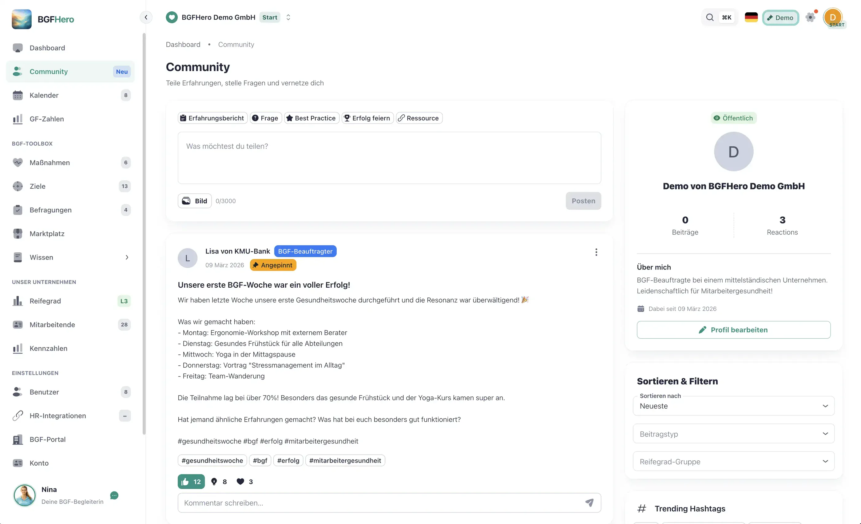 Community-Feed – Mittelstand teilt BGM-Erfahrungen